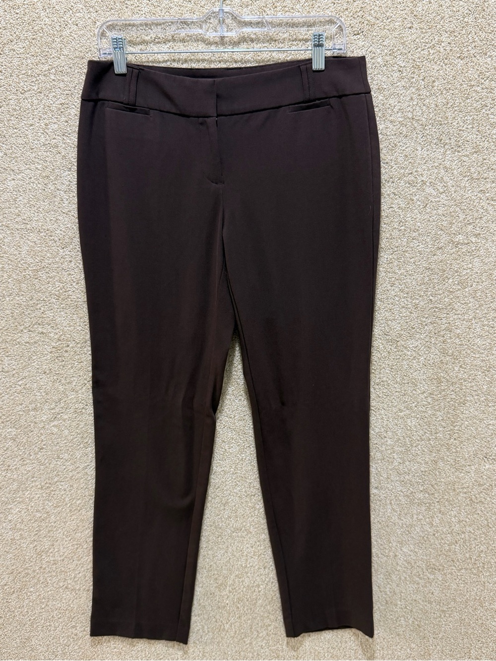 Business slacks size 6 Anne Klein chocolate brown pants belt loops back pockets